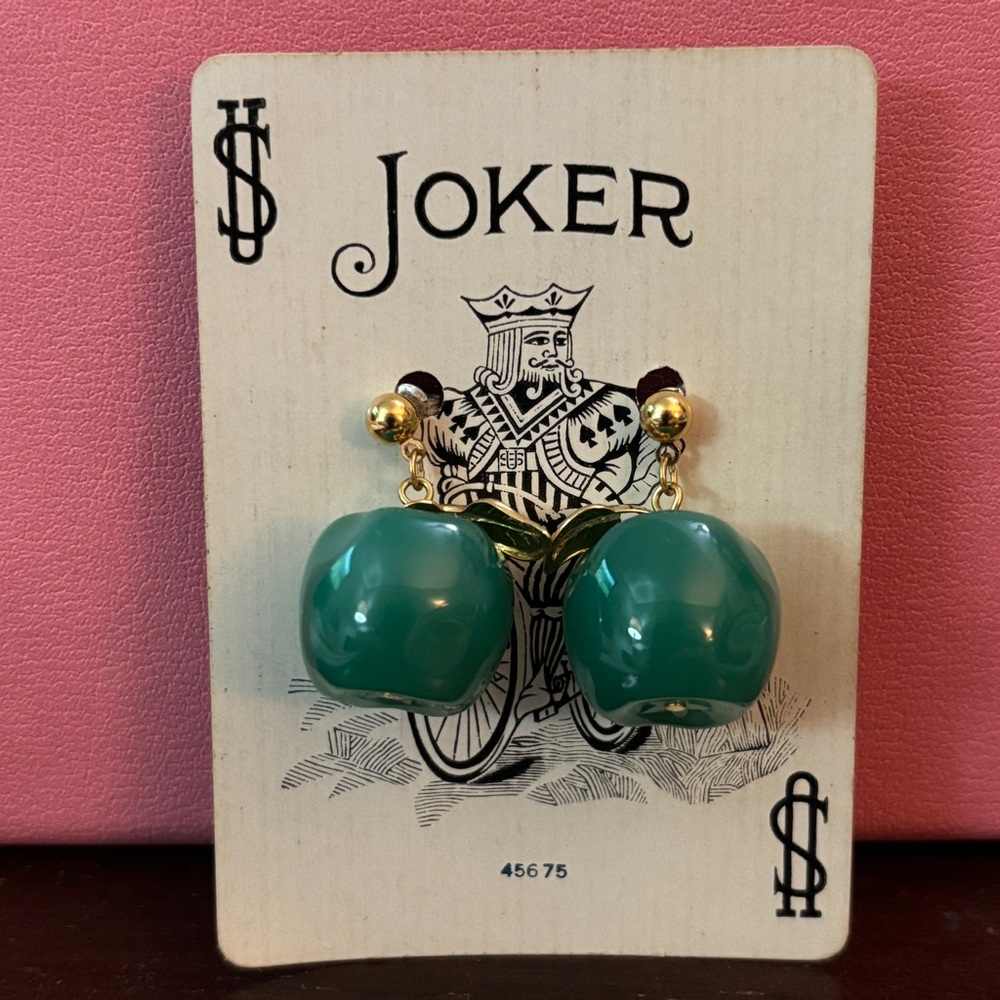 Vintage AVON 1992 Green Apple Lucite Pierced Earrings